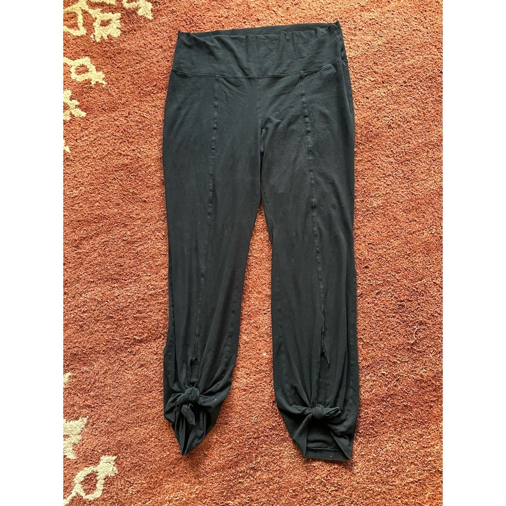 TNA Black‎ Tie Bottom Front Seam Leggings Workout Pants XL Extra Large